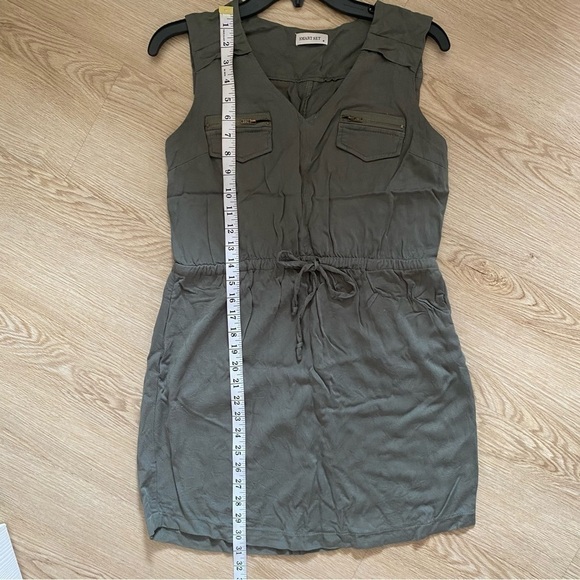 Smart Set Utility Dress Khaki Sleeveless Size 6 Safari Vibe Drawstring Waist - Picture 10 of 13